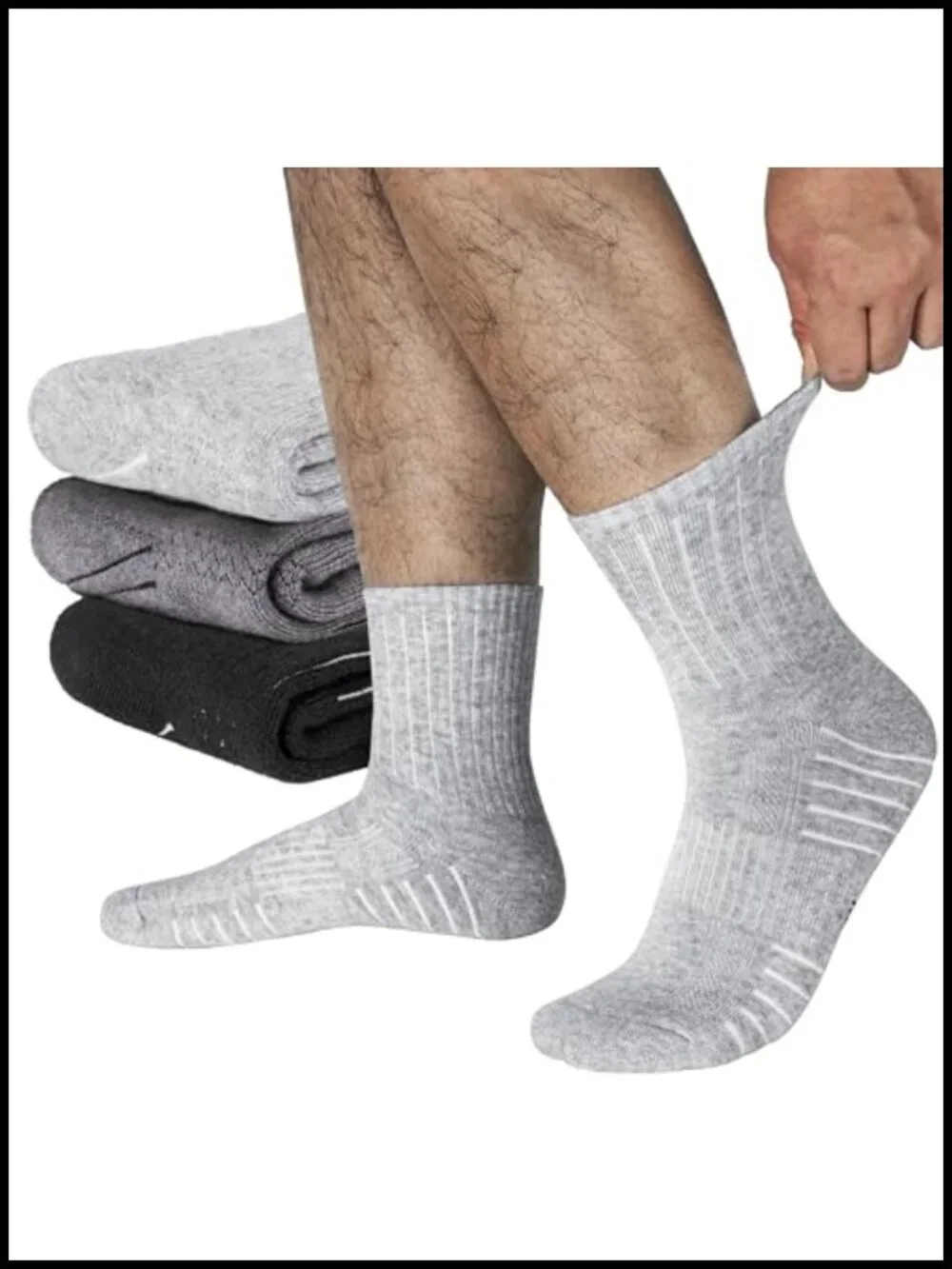 Merino Wool Hiking Socks 3-Pack Moisture Wicking Crew Athletic Socks